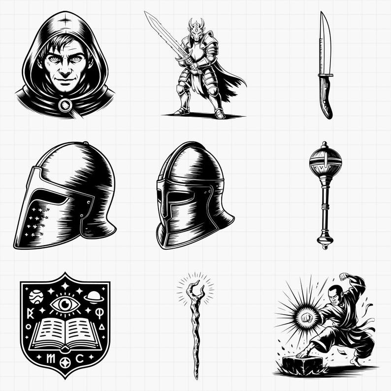 Fantasy Character SVG Bundle. RPG Icons for D&D. Laser Ready Art for ...