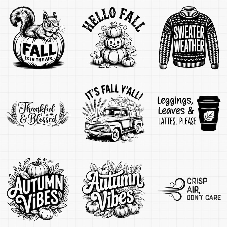 Autumn, and Fall SVG & PNG Bundle for Laser Engraving, Pumpkin Spice ...