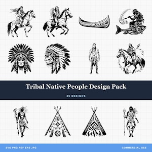 Native People SVGs & PNGs - Tribal Designs Pack for Laser Engraver - Instant Download