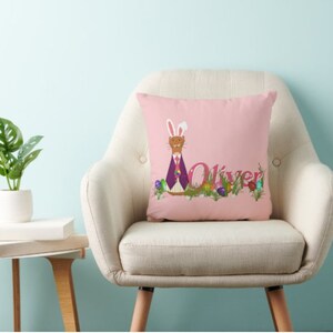 Oliver The Otter Spring Throw Pillows image 2