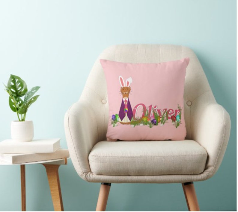 Oliver The Otter Spring Throw Pillows image 2