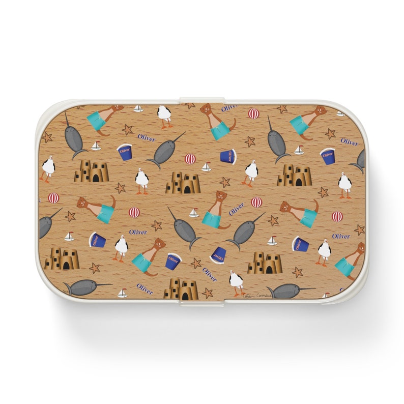 Oliver The Otter Summer Beach Vacation Pattern Bento Lunch Box image 2