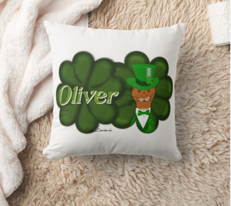 Oliver The Otter Spring Throw Pillows image 5