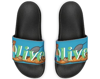 Oliver The Otter Summer Beach Vacation Pattern Youth PU Slide Sandals