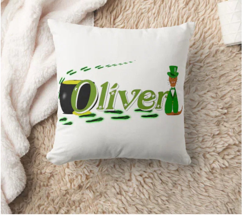 Oliver The Otter Spring Throw Pillows image 4