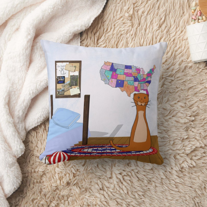 Oliver Loves To Travel-Bedroom Throw Pillow image 1