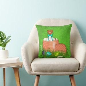 Oliver The Otter Spring Throw Pillows image 1