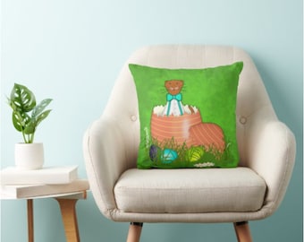 Oliver The Otter Spring Throw Pillows