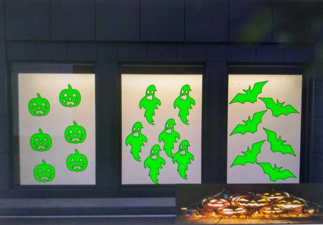 Halloween Window Stickers Glow in the Dark Halloween Window Etsy