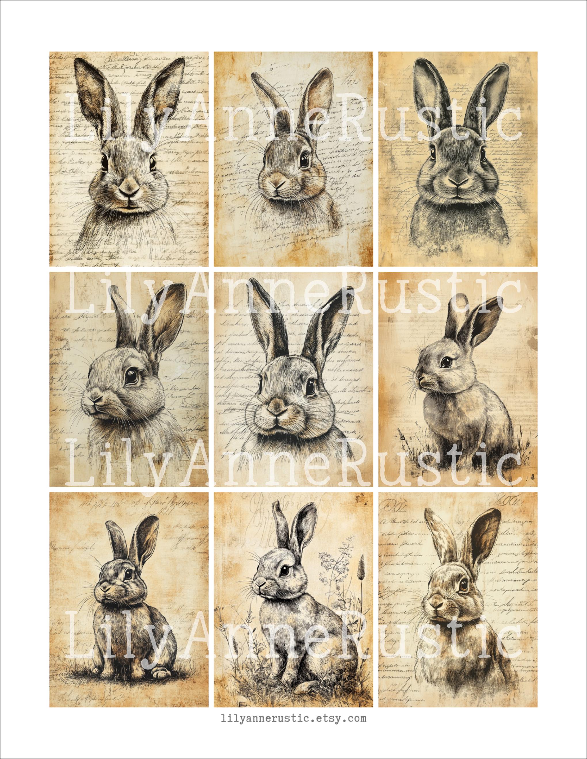 Printable Vintage Rabbit Ephemera Kit – Junk Journal / Scrapbook ...