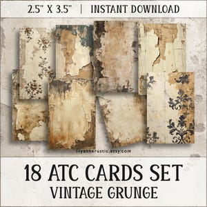 ATC Cards Digital, ATC Backgrounds, Artist Trading Card Template, Printable Grunge Backgrounds, Card Backgrounds, Grunge Digital Papers