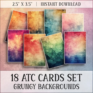 ATC Cards Digital, ATC Backgrounds, Artist Trading Card Template, Printable Grunge Backgrounds, Card Backgrounds, Grunge Digital Papers