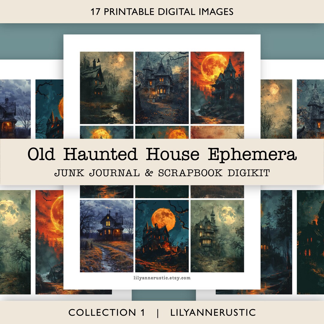Haunted House Junk Journal Printable Halloween Ephemera Haunted House ...