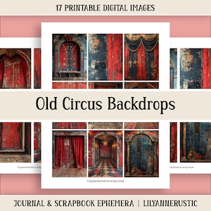 Toiles de fond pour journal éphémères vieux cirque cirque effrayant papier numérique Scrapbooking imprimable Images Journal d'horreur gothique Digikit