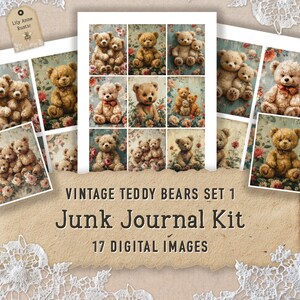 Ours en peluche vintage indésirable journal numérique images ours en peluche vintage journal imprimable éphémères imprimables papiers de scrapbooking victorien imprimables vintage