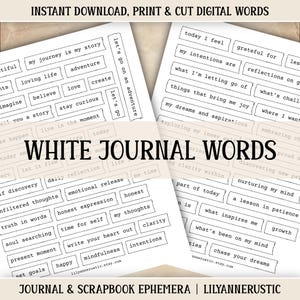 Journal Words Printable Digital Words Positive Phrases Inspirational Junk Journal Digikit Phrases Ephemera Vintage Labels Scrapbook Papers