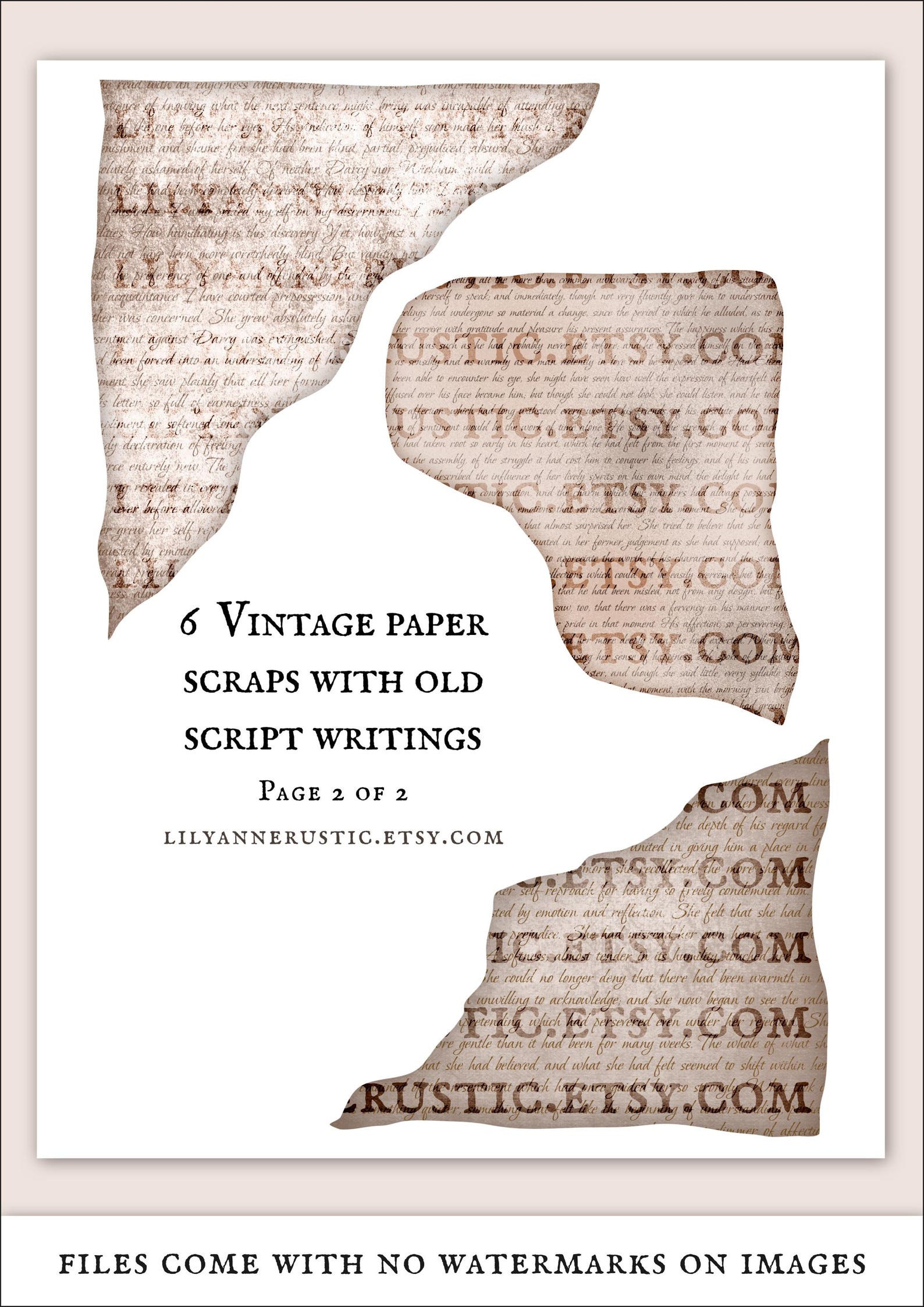 Vintage Paper Scraps Printable Ephemera, Old Script Pngs, Junk Journal ...