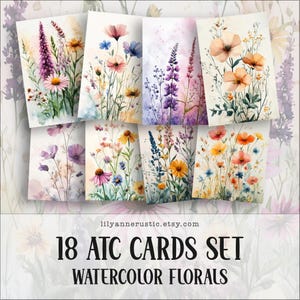 ATC Cards Digital, ATC Backgrounds, Artist Trading Card Template, Printable Flower Backgrounds, Card Backgrounds, Flower Digital Papers