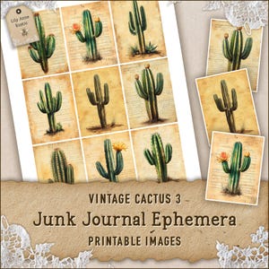 Cactus Junk Journal Desert Printable Images Vintage Ephemera Scrapbooking Supplies Plant Digital Paper Collage Sheet