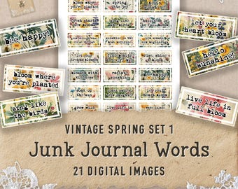 Spring Junk Journal Words: Vintage Floral Ephemera (Digital Printable)