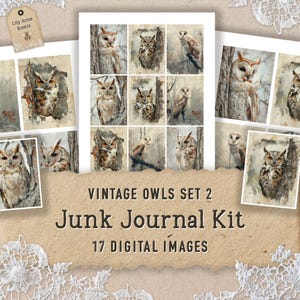 Eule Junk Journal Kit Druckbare Ephemera Scrapbooking Papier Vintage Eule Digital Download Bilder Wald Ephemera Vogel Journal Digikit