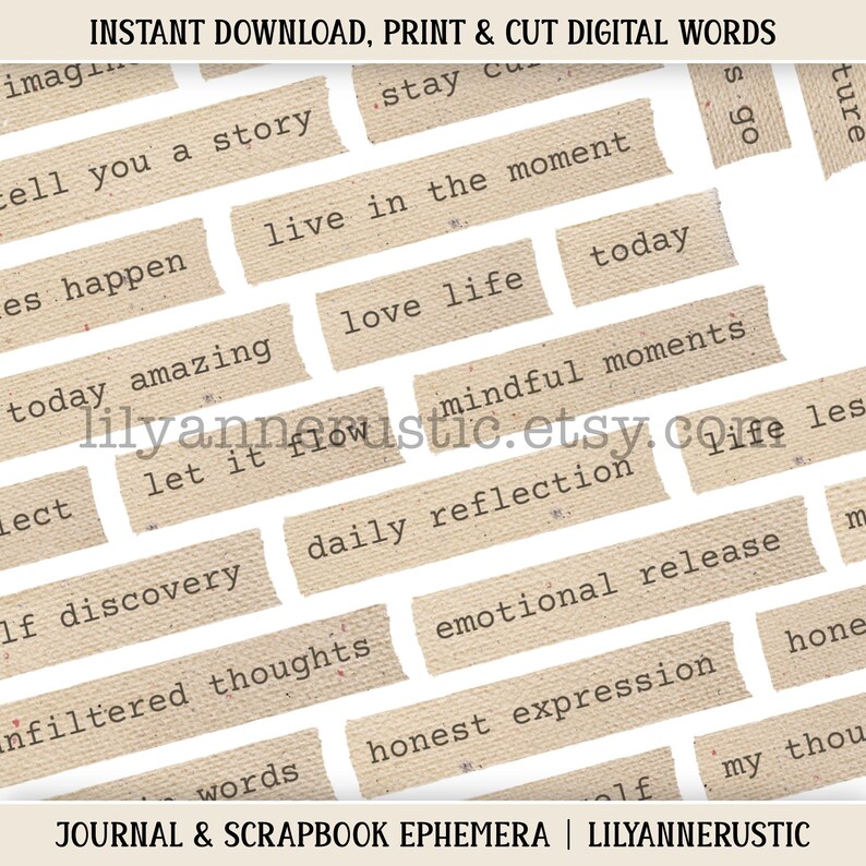 Journal Words Printable Digital Words Positive Phrases Inspirational ...