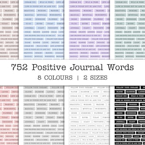 Ongewenste dagboekwoorden Positieve citaten Inspirerende woorden Digitaal afdrukbare kortstondige vintage etiketten Zinnen Dagboekpagina's Plakboekpapier
