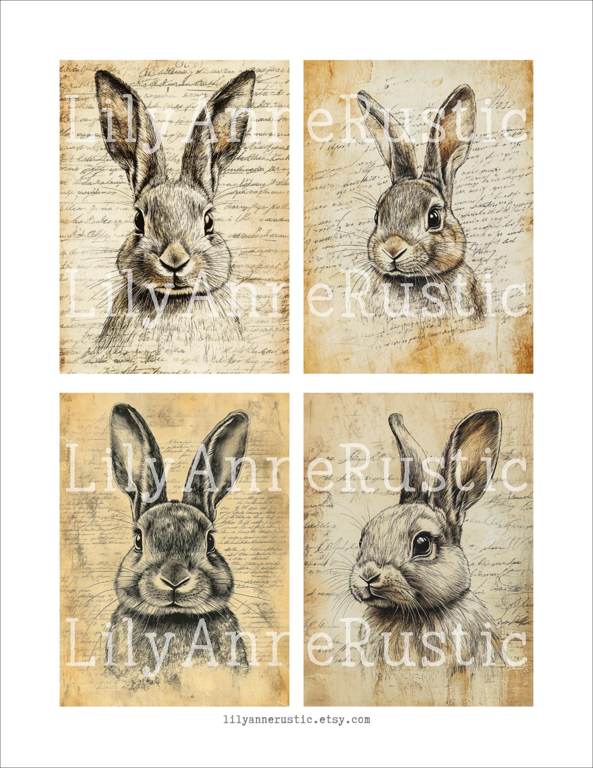Printable Vintage Rabbit Ephemera Kit – Junk Journal / Scrapbook ...