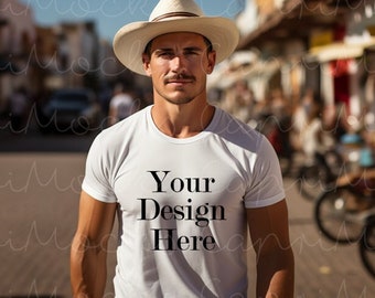 White Bella Canvas 3001 Mockup, White Gildan 5000 Mockup, Male Tshirt Mockup, MEN Tee Mock, White Tshirt Mockup, Model Mockup