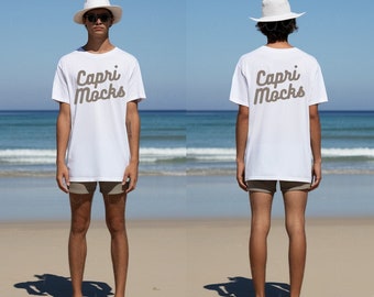 Bella Canvas 3001 White Tshirt, BC3001 T-Shirt Mock up, Front and Back Mockup, Male Model Mockup, Beach Boy Model, Beach Sea Mockup, Outdoor