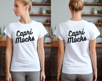 Bella Canvas 3001 White Tshirt, BC3001 T-Shirt Mock up, Front and Back Mockup, Pretty Female Model Mockup, Women Model,Crewneck Tee Mockup