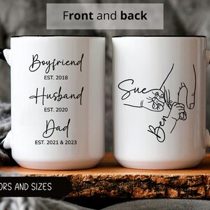 Personalized Dad Coffee Mug,You Hold My Hand,Dad Mug With Kids Names,Dad And Kids Hands Cup,Dad Gift From Kids,Pregnancy Announcement