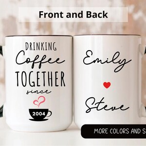 20th Anniversary Gift for Parents, Drinking Coffee Together Since 2004 Couple Name Mug, Custom Couple Coffee Mug,Unique Wedding Gift