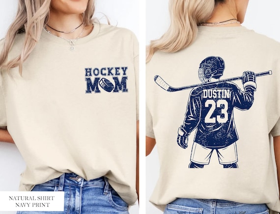 Customized Hockey Mom Shirt, Personalized Player Graphic, Name and Number