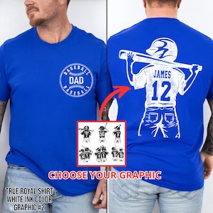 Customized Baseball Dad Shirt, Baseball Player Graphic Choice, Your Name Number Baseball Shirt, Gameday Dad Shirt,Baseball Shirt
