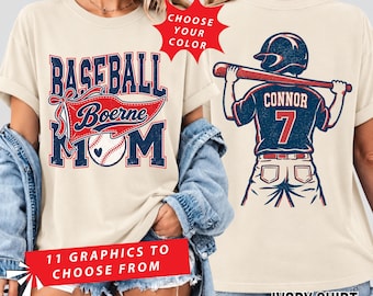 Comfort Colors© Customized Baseball Mom Shirt,Baseball Player Graphic Choice,Your Name Number Baseball Shirt, Softball Mom Shirt