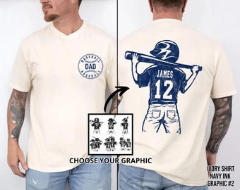 Comfort Colors© Customized Baseball Dad Shirt, Baseball Player Graphic Choice, Your Name Number Baseball Shirt, Gameday Dad Shirt
