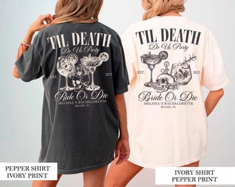 Bride or Die vrijgezellenshirt, gotisch skelet bruidsshirt