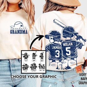 Comfort Colors© Customized Baseball Grandma Shirt, Baseball Player Graphic Choice, Your Name Number Baseball Shirt, Gameday Grandma Shirt