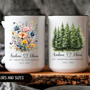 20th Anniversary Gift for Parents,20 Years of Love and Coffee Mug,Custom Husband,Wife Wedding Anniversary Cup,Personalized Mr Mrs Mug