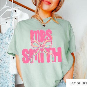 Personalized Teacher Bow Shirt Comfort Colors, Teacher Team Shirt, Coquette Teacher Tshirt, Gift For Teacher Appreciation, Back to School