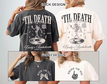 Bride or Die vrijgezellenfeest T-shirt, Gothic Skeleton Bride, Halloweenfeest