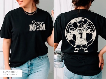 Comfort Colors© Personalized Soccer Mom Shirt with Kids Names,Custom Soccer Kids Mom,Custom Name and Number Soccer Tee,Soccer Mama Shirt