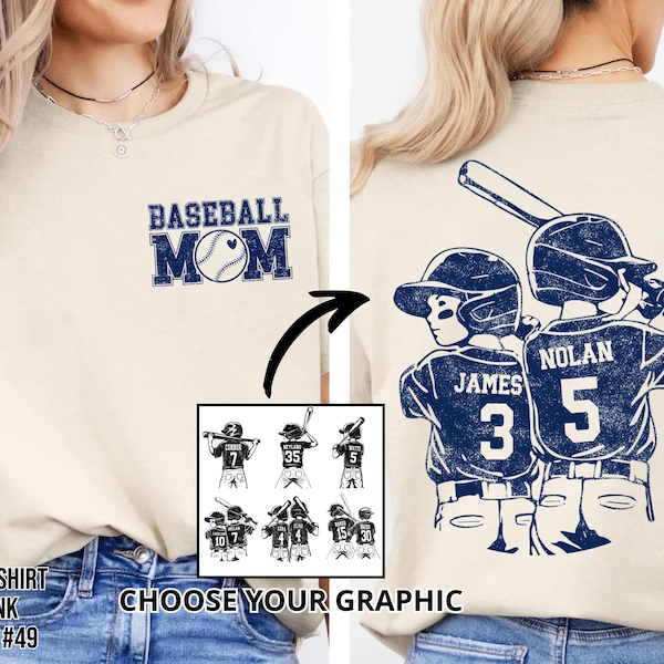 Customized Baseball Mom Shirt,Baseball Player Graphic Choice,Your Name Number Baseball Shirt,Gameday Mom Shirt