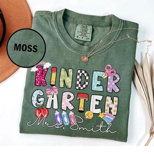 Kindergarten Teacher Shirt, Comfort Colors® Kindergarten Shirt, Kinder Crew, Kinder Garten Teacher Back to School Shirts, Pre-K Teacher