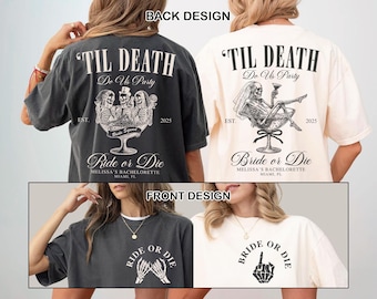 Bride Or Die Funny Bachelorette Shirt, Halloween Bachelorette Party Shirts, Til Death Do Us Party, Gothic Bachelorette, Skeleton Bride Shirt