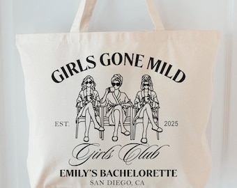 Girls Gone Mild Bachelorette Party Favor Tote Bag, Personalized Spa Weekend Tote