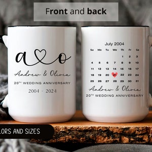20th Anniversary Gift for Husband or Wife,20 Year Personalized Wedding Anniversary Mug for Parents,Calendar Anniversary,Mr and Mrs Mug