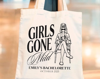 Girls Gone Mild Bachelorette Party Tote, Personalized Spa Weekend Gift