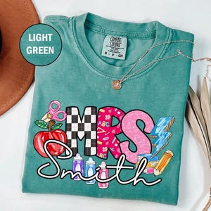Comfort Colors® Personalized Teacher Name Shirt, Custom Teacher Gift, Back to School T-Shirt, Teacher Team Shirts, Trendy Tee